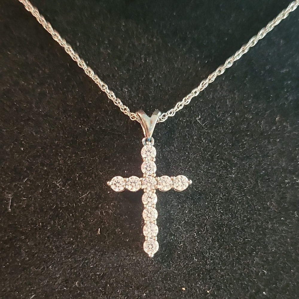 Dazzling Silver Cross Pendant Necklace